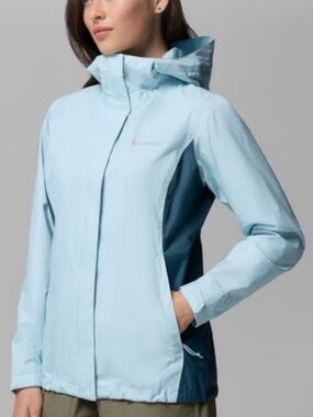 Women’s Columbia Arcadia teal rain Jacket women’s size medium Omni-tech